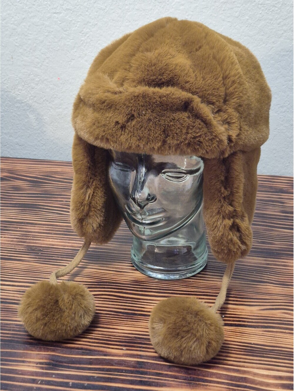 Aerie Faux Fur Trapper Hat with Pom Poms Warn Copper Brown One Size